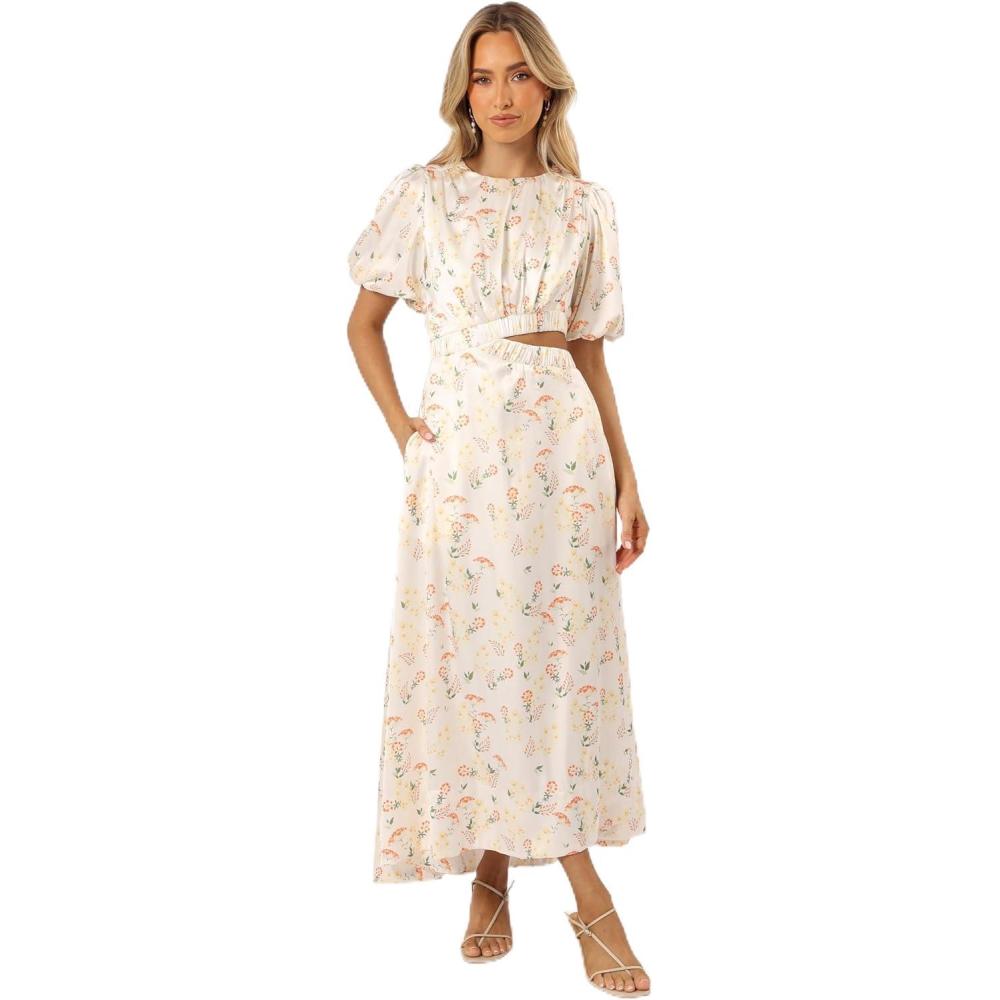 imagePetal ampamp Pup Womens Aminah Puff Sleeve DressYellow Floral