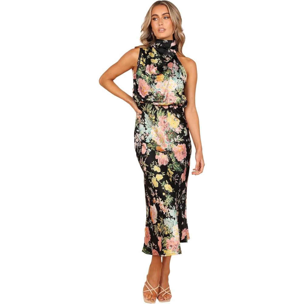 imagePetal ampamp Pup Womens Anabelle Halter Neck Midi DressBlack