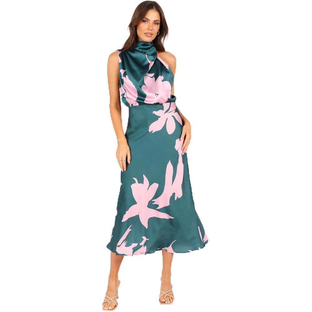 imagePetal ampamp Pup Womens Anabelle Halter Neck Midi DressGreen Pink