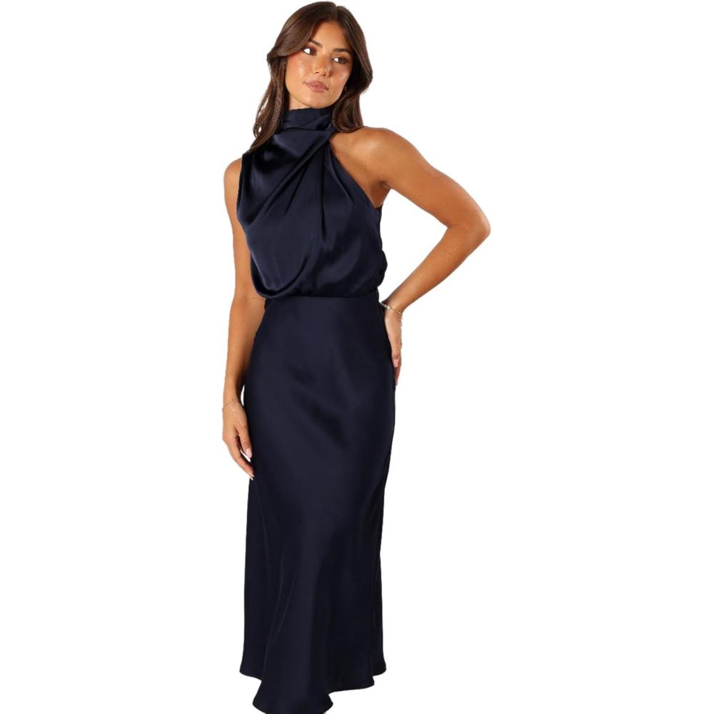 imagePetal ampamp Pup Womens Anabelle Halter Neck Midi DressNavy