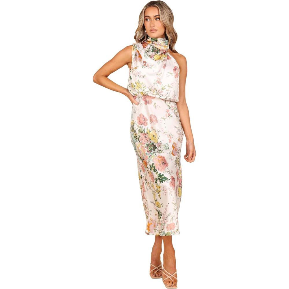 imagePetal ampamp Pup Womens Anabelle Halter Neck Midi DressWhite Floral