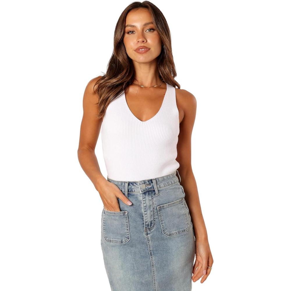 imagePetal ampamp Pup Womens Emily Rib TopWhite