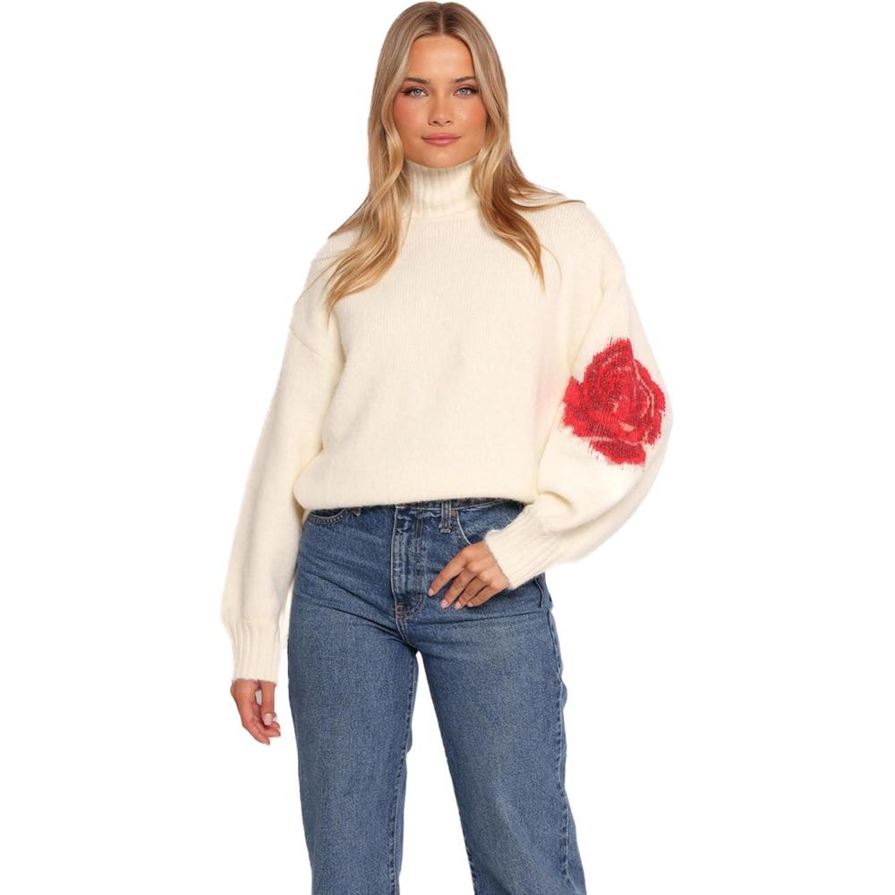 imagePetal ampamp Pup Womens Kelso Flower Embroidery Knit SweaterCream