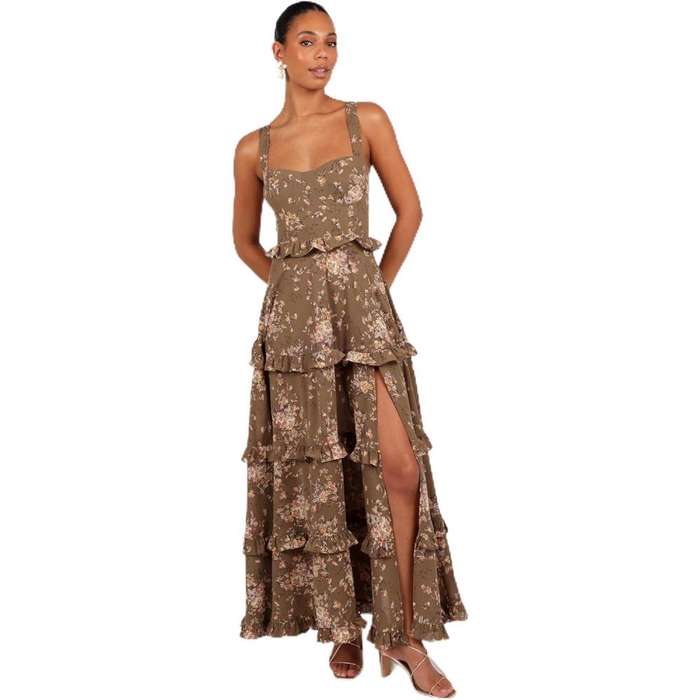 imagePetal ampamp Pup Womens Lillee Tiered Maxi DressOlive Print