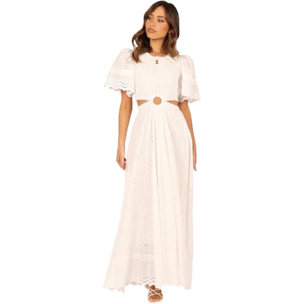 imagePetal ampamp Pup Womens Merletto Cut Out Maxi DressWhite
