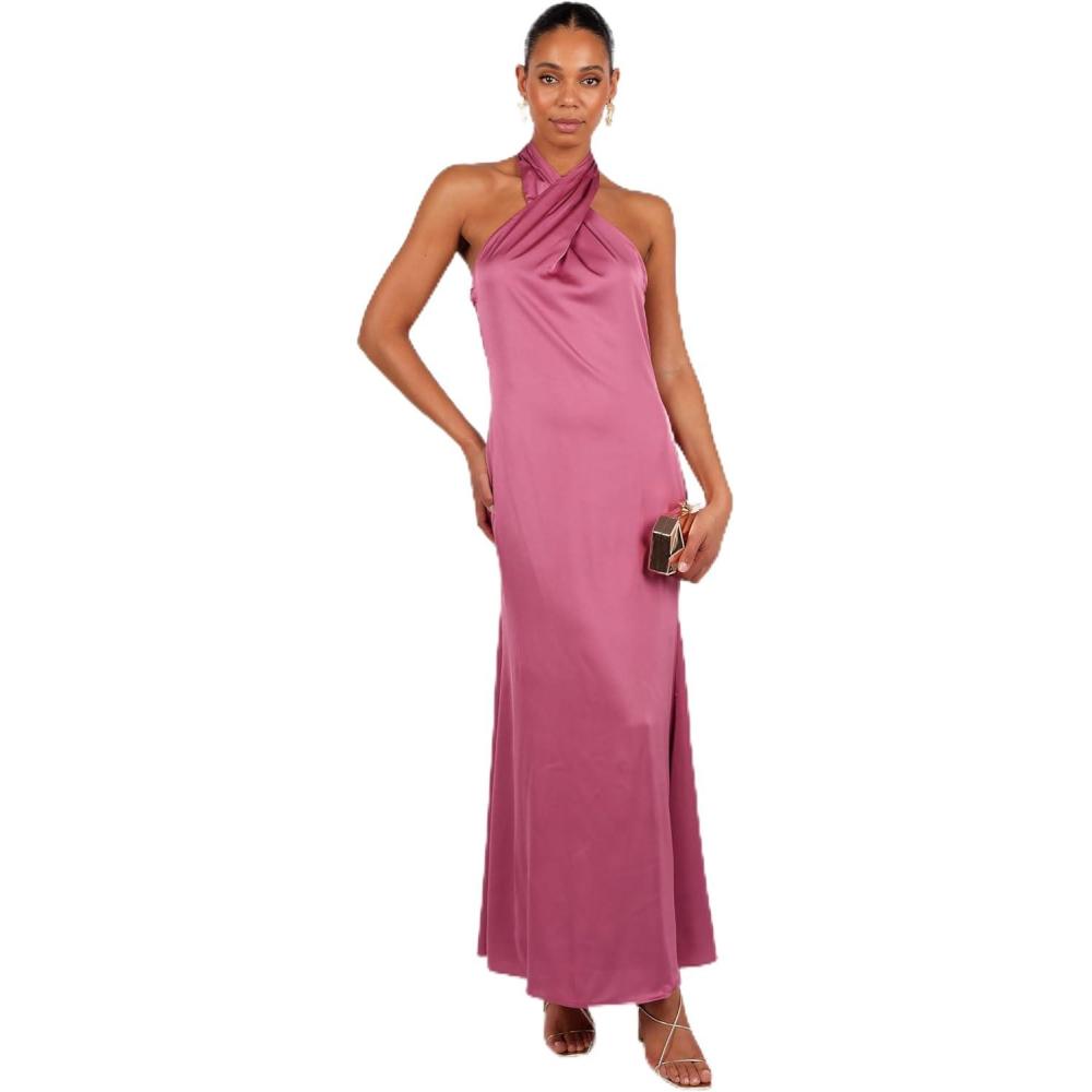 imagePetal ampamp Pup Womens Mila Halterneck Maxi DressDark Rose