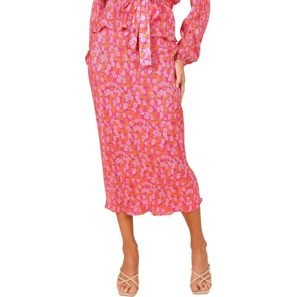 imagePetal ampamp Pup Womens Minelli Pleat Midi SkirtHot Pink