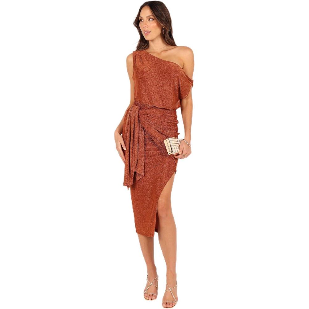 imagePetal ampamp Pup Womens Santiago Off Shoulder Midi DressBronze