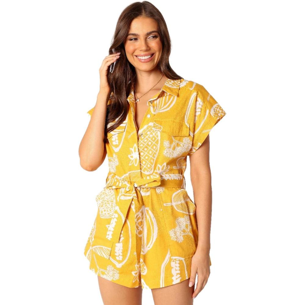 imagePetal ampamp Pup womens Georgina Tie Waist RomperYellow