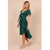 Petal & Pup Womens Amanda Hi Lo Tie Front Dress(Emerald)