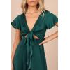 Petal & Pup Womens Amanda Hi Lo Tie Front Dress(Emerald)