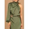 Petal & Pup Women’s Amelie One Shoulder Midi Dress(Olive)