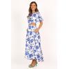 Petal & Pup Womens Aminah Puff Sleeve Dress(Blue Floral)