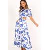 Petal & Pup Womens Aminah Puff Sleeve Dress(Blue Floral)