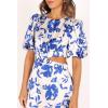 Petal & Pup Womens Aminah Puff Sleeve Dress(Blue Floral)