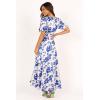 Petal & Pup Womens Aminah Puff Sleeve Dress(Blue Floral)