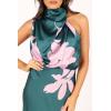 Petal & Pup Womens Anabelle Halter Neck Midi Dress(Green Pink)