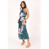 Petal & Pup Womens Anabelle Halter Neck Midi Dress(Green Pink)