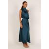 Petal & Pup Womens Anabelle Halter Neck Midi Dress(Teal)