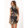 Petal & Pup Women’s Anabelle Halter Neck Mini Dress(Black Floral)