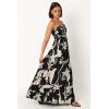 Petal & Pup Women’s Angelique Strapless Maxi Dress(Black Floral)