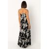 Petal & Pup Women’s Angelique Strapless Maxi Dress(Black Floral)