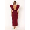 Petal & Pup Women’s Augie Frill Shoulder Maxi Dress(Burgundy)