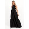 Petal & Pup Women’s Betina Bow Front Maxi Dress(Black)