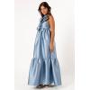 Petal & Pup Women’s Betina Bow Front Maxi Dress(Blue)