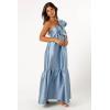 Petal & Pup Women’s Betina Bow Front Maxi Dress(Blue)