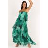 Petal & Pup Women’s Bloom Strapless Maxi Dress(Green Floral)