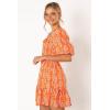 Petal & Pup Women’s Carmen Off Shoulder Mini Dress(Orange Print)