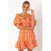 Petal & Pup Women’s Carmen Off Shoulder Mini Dress(Orange Print)