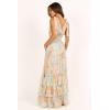 Petal & Pup Women’s Christabel Tiered Maxi Dress(Blue Floral)