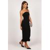 Petal & Pup Women’s Clara Feather Trim Midi Dress(Black)