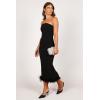 Petal & Pup Women’s Clara Feather Trim Midi Dress(Black)