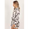 Petal & Pup Women’s Cosmo Wrap Mini Dress(White/Black)