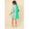 Petal & Pup Women’s Didi Frill Mini Dress(Green Stripe)