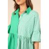 Petal & Pup Women’s Didi Frill Mini Dress(Green Stripe)