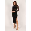 Petal & Pup Womens Farrow Long Sleeve Midi Dress(Black)