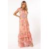 Petal & Pup Women’s Fionna Maxi Dress(Peach Floral)