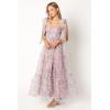 Petal & Pup Women’s Floret Midi Dress(Dark Purple)