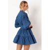 Petal & Pup Women’s Francis Long Sleeve Mini Dress(Blue Denim)