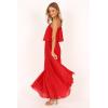 Petal & Pup Womens Gia Pleated Halterneck Maxi Dress(Red)
