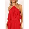 Petal & Pup Womens Gia Pleated Halterneck Maxi Dress(Red)