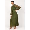 Petal & Pup Women’s Julip Sheer Long Sleeve Maxi Dress(Olive)
