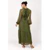 Petal & Pup Women’s Julip Sheer Long Sleeve Maxi Dress(Olive)