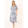 Petal & Pup Women’s Kaleen Midi Wrap Dress(White Blue)