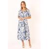 Petal & Pup Women’s Kaleen Midi Wrap Dress(White Blue)