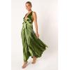 Petal & Pup Women’s Kris Pleated Maxi Dress(Martini Olive)